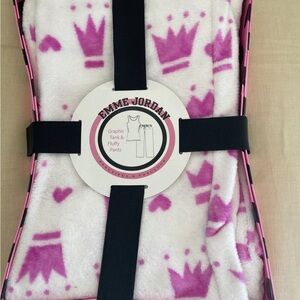 Emme Jordan Sz M Tank & Fluffy Pants Pajamas Pink Crown Heart NWT